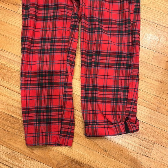 Red and Blue Plaid Flannel Button Cuff Pajama Pants - Picture 6 of 8